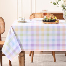 Romanstile Pastel Gingham PVC Tablecloth Waterproof Wipe Clean Vinyl Oilclo