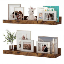 Floating Shelves Set of 2 40cm Floating Shelves Wood Wall Mounted Shelf Pic