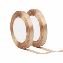 2Rolls Champagne Gold Stain Ribbons 10mm x 22 MetersFabric Thick Gift Wrap