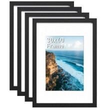 4 Pack 30x40 Picture Frames Black Wooden 30x40 cm Frames with Mount for A3A