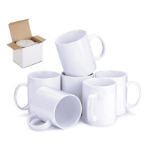 FR Enterprises Large White Sublimation Mugs Pack of 611 oz Plain Coffee Mug