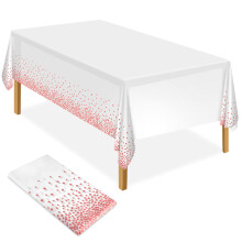 ELECLAND 3Pcs White and Rose Gold Party Tablecloth Plastic Tablecloth 137x2
