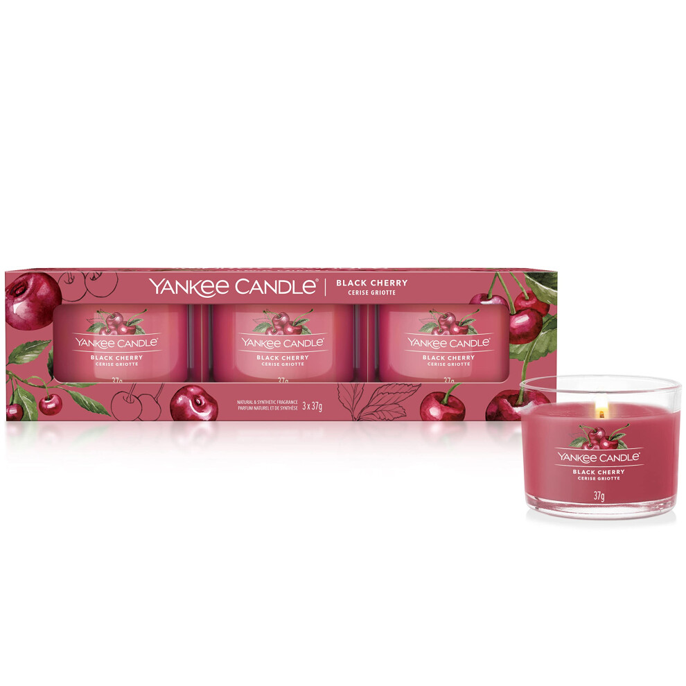 Yankee Candle Scented Candles Gift Set Cherry Filled Votive Candles Black