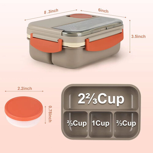 JIUFOXINO Bento Box Lunch Boxes - 1300ML Stackable for Adults 2