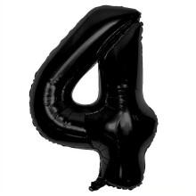 Elizakumi Black Number 4 Balloon Large 4th Birthday Anniversary Helium Foil