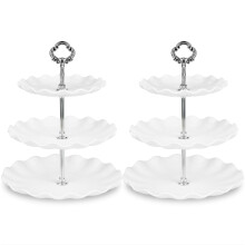 NWK Pack of 2 Large Stable 3Tier Cupcake Stand 30cm Height Plastic Cake Sta