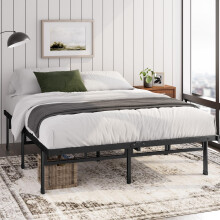 Zinus Justin King size Bed Frame - 5ft (150 x 200 cm) - 14.2'' Height - Metal Bed Base with Steel Slat Support - Storage Space Underneath
