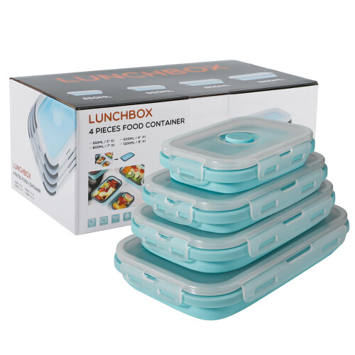 Beeptrum Collapsible Silicone Food Storage Container with Lid Portable Lunc