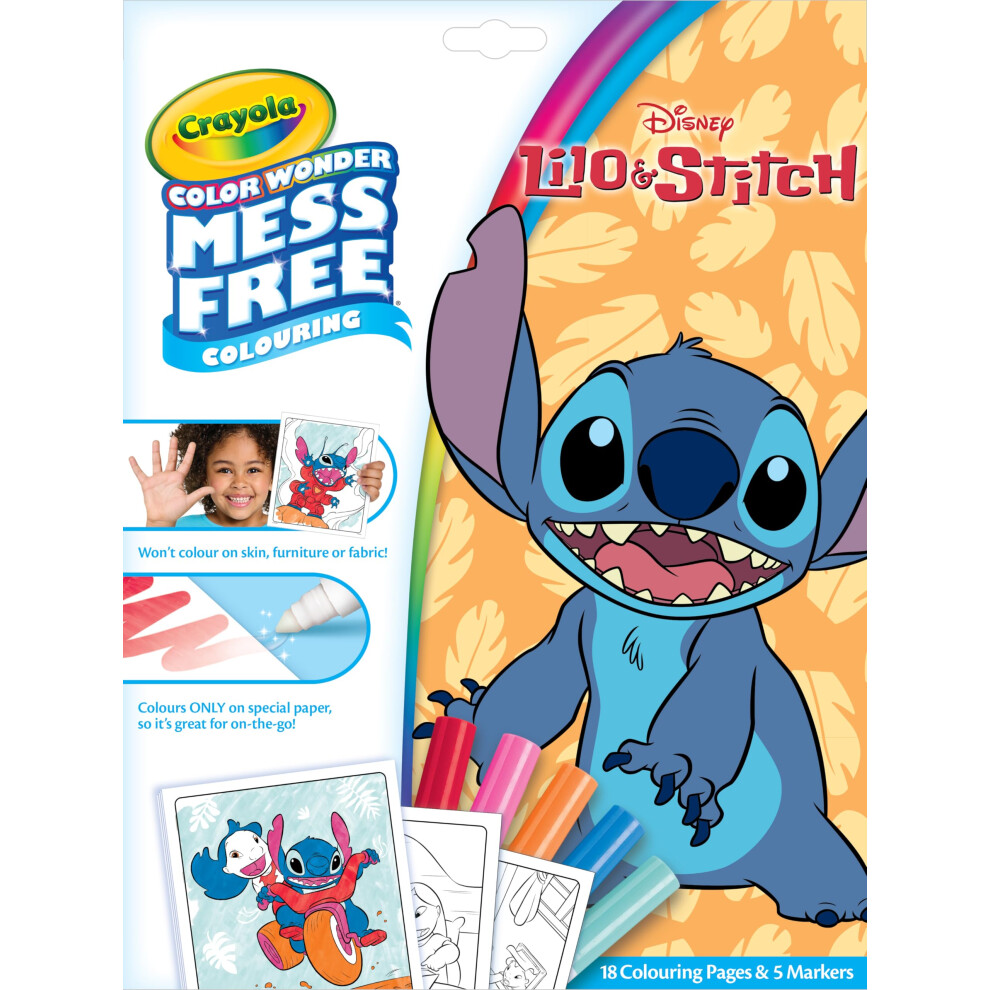 Crayola Color Wonder - Lilo & Stitch Colouring Mess-Free Book (Includes 18 Colouring Pages & 5 Magic Color Wonder Markers)