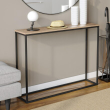 URBNLIVING Wooden Hallway Console Table with Metal Legs Antique Oak