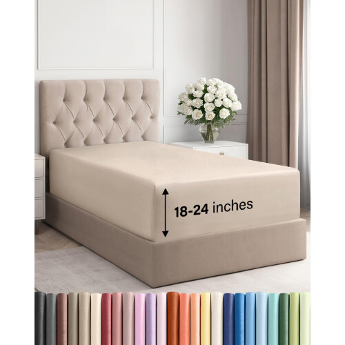 Extra Deep Twin Fitted Sheet  Hotel Luxury Single Fitted Sheet Only  Easily