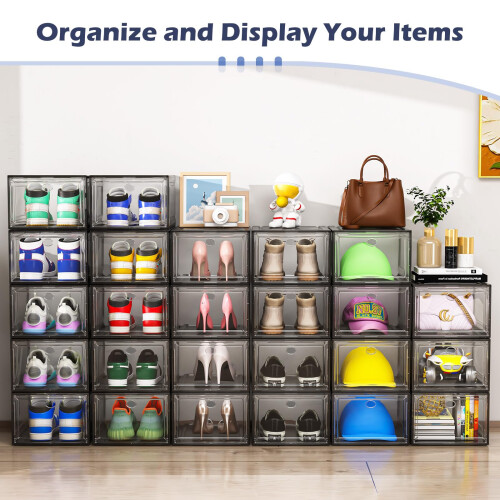 Shoe Storage Box 5 Pcs Shoe Box Clear Plastic Stackable Sturdy Foldable Sho 1