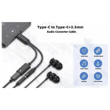 Type-C to 3.5mm Adapter, Hi-Fi Headphone Audio & Fast Charging 2-in-1 Splitter CX31993 Chip (Small Tail)