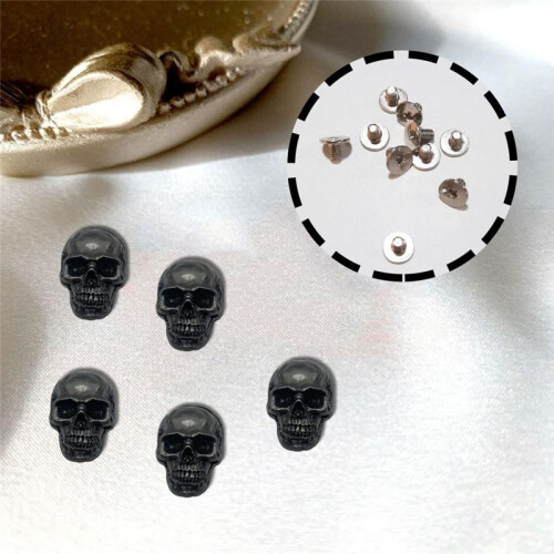 10 Pcs Skull Stud DIY Rivet Conchos for Leather Large  Decorative Buckle for DIY Crafts Making Ancient Silver 1