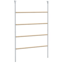 Grote 4-laags kippenzitstok met houten spijlen en metalen frame, 140 x 86 x 2,5 cm, naturel zilver.