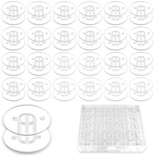 MOXYOY 25PCS Sewing Machine Bobbins Clear Plastic Bobbins for Sewing Machin