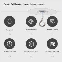 No Hole Adhesive Ceiling Hooks for Hanging Light Plants,Sticky Eye Hooks for Hanging Boby Mobile Curtain,Set of 10