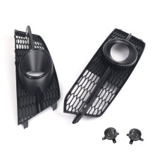 Front Bumper Fog Lamp Cover with Fake Acc Fog Light Grill for A6 C7 2015-2018 S- 4G0807681AG 4G0807682AG Black