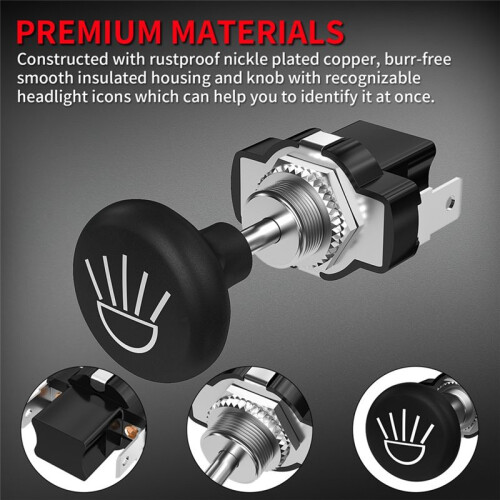 2PCS  Cart Push Pull Light  12 Volt Universal Headlight  Button for Club Car 1