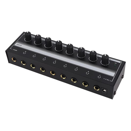 8-Channel Stereo Headphone Amplifier, Portable Metal Design for Studio and Stage EU Plug