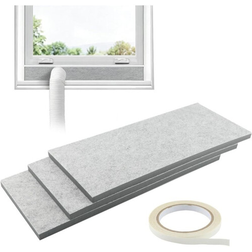 Double Layer Insulation Foam Panels, Portable Air Conditioner Window Vent Kit, Adjustable AC Window Seal Panels