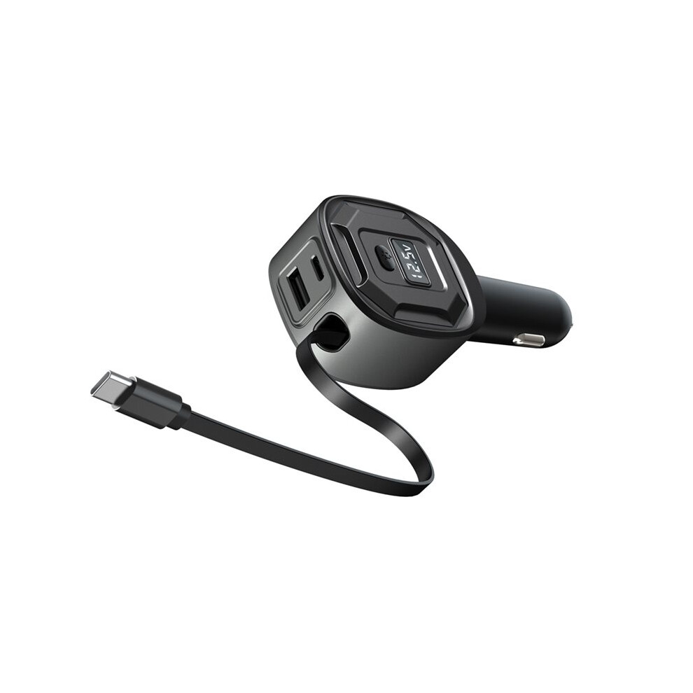 Pd 65W Fast Charging Adapter Voltage Display Car Charger With Retractable Cable For Tablet Laptop Phone 6032956436255