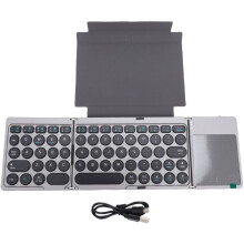 Foldable Keyboard Portable Wireless Keyboard with PU Leather Cover Touchpad for Tablet Laptop Smartphone