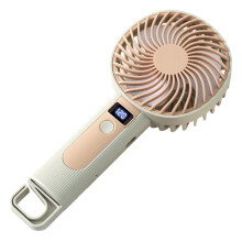 Portable Hand Fan USB Rechargeable - Ideal for Outdoor with Real- Display Beige