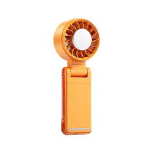 Portable Handheld Cooling Fan Semiconductor Ice Cold Fan Rechargeable 3000mAh Foldable Digital Display Orange