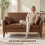 Homcom HOMCOM 2 Seater Sofa, 132 cm Modern Small Sofa with Solid Wood Legs, Brown 5