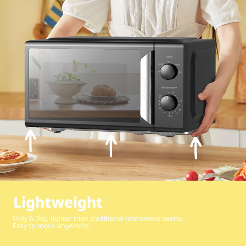 COMFEE' 19L 700W Black and Mirror Mini Microwave Oven - Compact Design 1