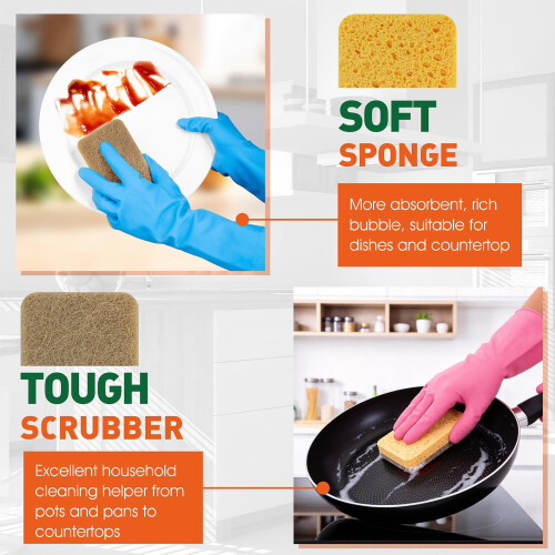 8 Pack Eco Sponge Washing up Compostable Kitchen Dish Sponge Biodegradable 1