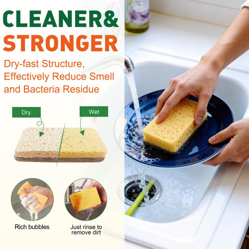 8 Pack Eco Sponge Washing up Compostable Kitchen Dish Sponge Biodegradable 2
