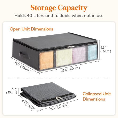 Lifewit 40L Under Bed Storage Containers 2 Pack Foldable Clothing Storage B 1