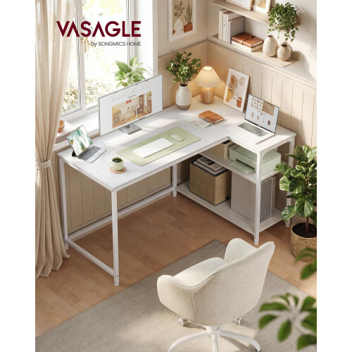 VASAGLE VASAGLE L Shaped Corner Desk Computer Gaming Desk with Storage Reversible H 1