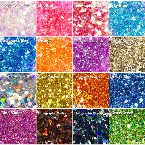 LEOBRO Fine Chunky Glitter Set 32pcs Extra Fine Holographic Craft Gl 2