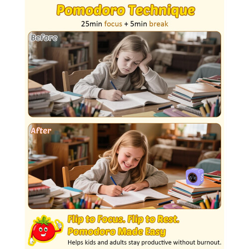 Pomodoro Timer Cube Visual Productivity Flip Timer for Kids Classroom Desk 2