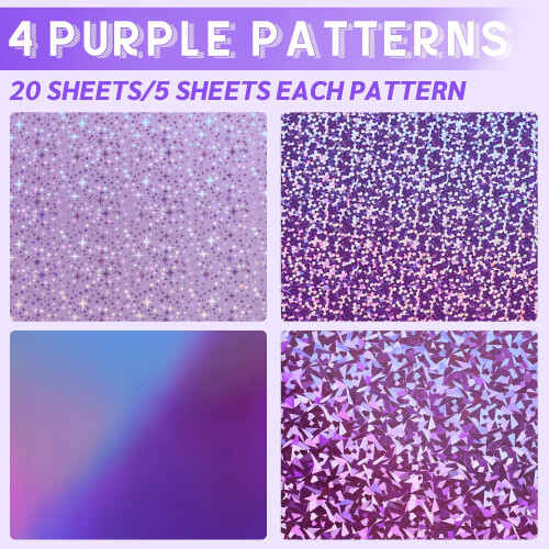 A4 Purple Mixed Pattern Mirror Cardstock Paper 20 Sheets 4 Patterns 250gsm9 2