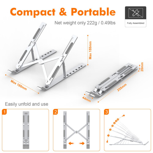GRIFEMA Laptop Stand for Desk, Aluminum Laptop Riser 7-Angle Adjustable 2