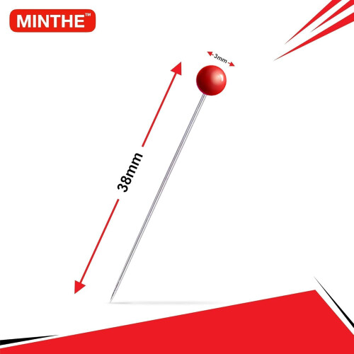 MINTHE Sewing Pins - 100 Pack - Coloured Heads 2