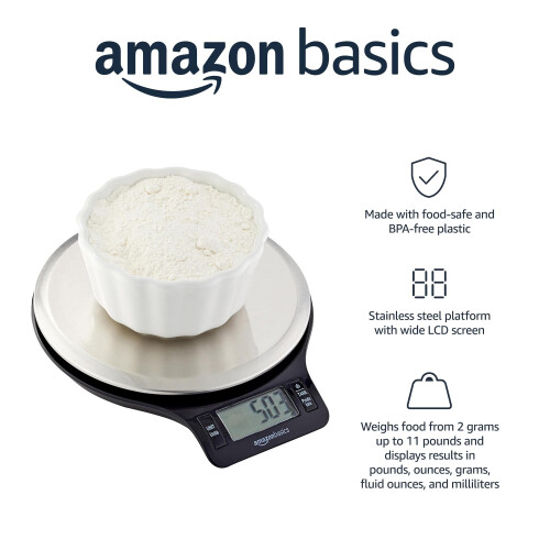 Amazon Basics Digital kitchen scales with LCD display with batteries Black 1