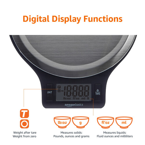 Amazon Basics Digital kitchen scales with LCD display with batteries Black 2