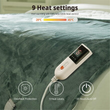 GOTCOZY Electric Heated Soft Silky Plush Blanket Throw 130x180cm - Heated Blanket with 9 Heat Settings & 10 Hours Auto-Off Timer For Home Office Use