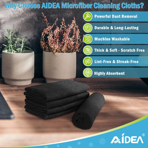 AIDEA Microfibre Cloth Pack of 8 Multifunctional Reusable Cleaning Cloths L 2