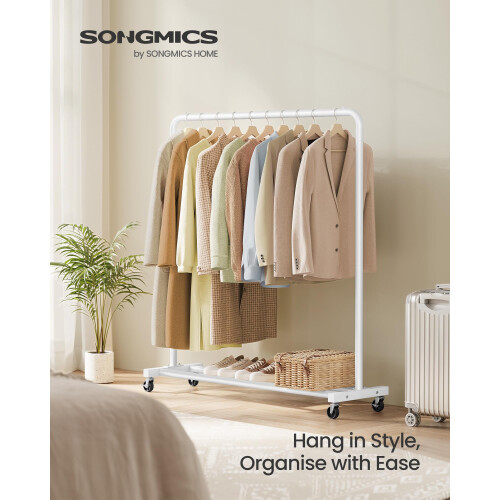 Songmics SONGMICS Clothes Rack Garment Rack on Wheels Coat Rack 2 Lockable Wheels Be 1
