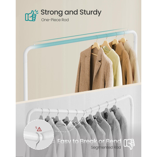 Songmics SONGMICS Clothes Rack Garment Rack on Wheels Coat Rack 2 Lockable Wheels Be 2