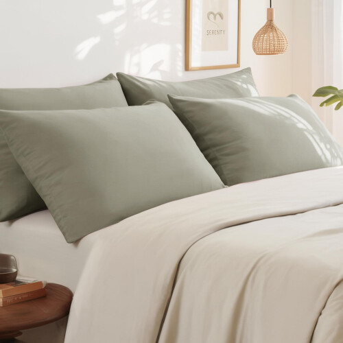RUIKASI Taupe Pillow Cases 4 Pack  Plain Pillowcases with Envelope Closure 2