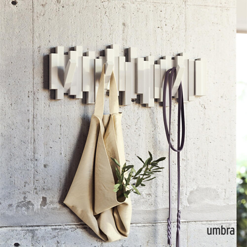 Umbra Umbra Sticks WallMounted Coat Rack Rail Hook with 5 Retractable Pegs – Mode 1