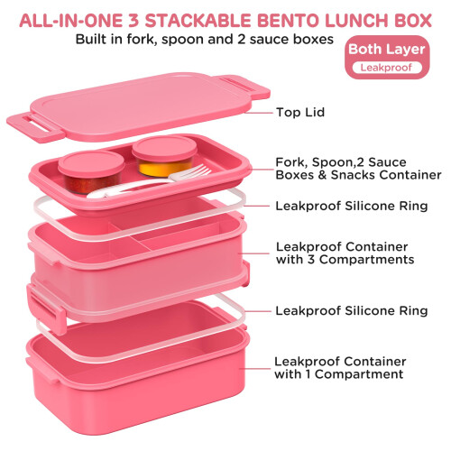 WayEee Lunch Box Adults2130ml Large Capacity Bento Lunch Box with Compartme 2