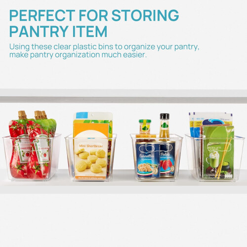 Vtopmart Clear Plastic Storage Boxes, Pantry Storage Organizers 4 Pack 2